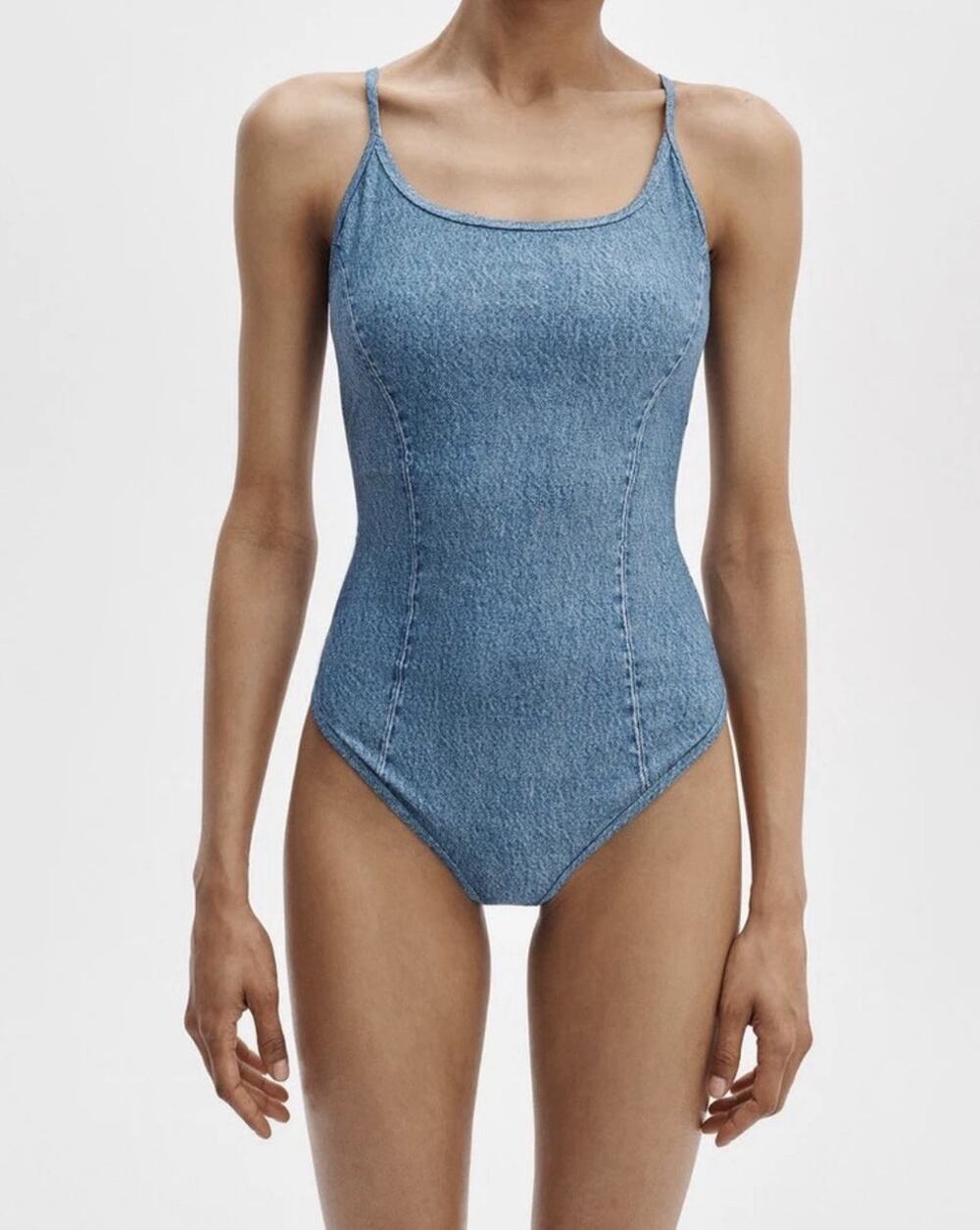 NWT Rag & BONE rb Miramar One-Piece Swimsuit “denim” Size XL (AN22)